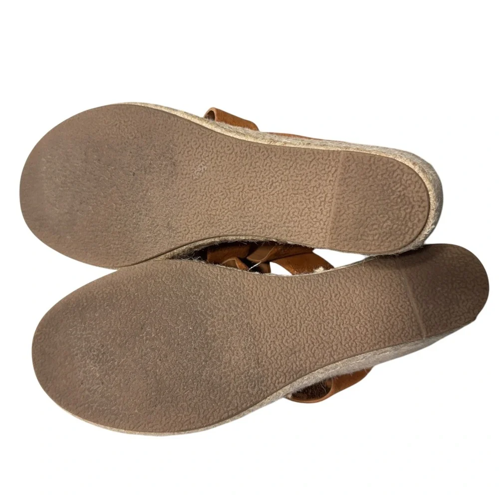 J.Crew Espadrille Wedge Sandals Womens 8 Brown Excellent Suede Crisscross Straps